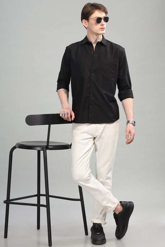 Solid Black Full Sleeves Shirt