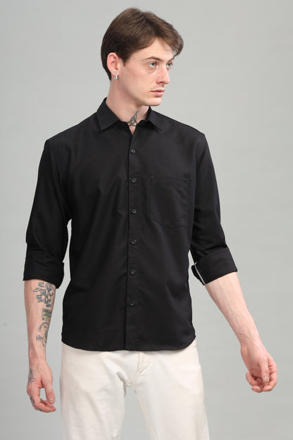 Solid Black Full Sleeves Shirt