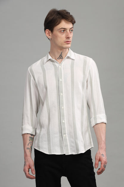 White & Olive Jute Shirt