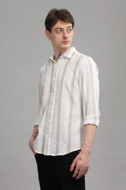 White & Olive Jute Shirt