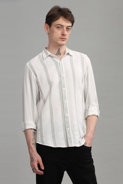 White & Olive Jute Shirt