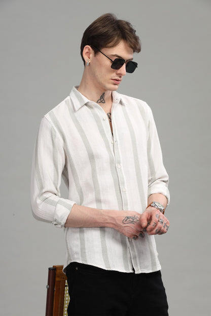 White & Olive Jute Shirt