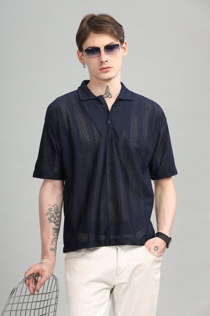 Blue Polo Crochet Tshirt