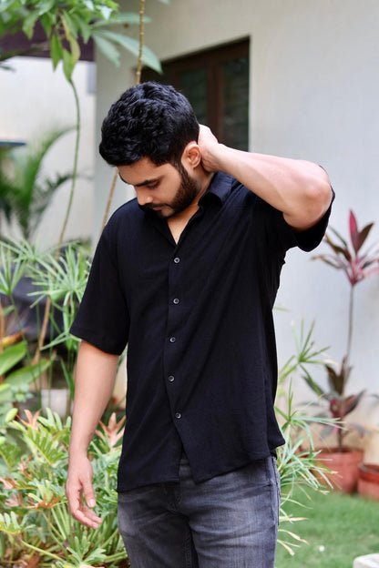 Black Oversized Short Sleeve Shirt