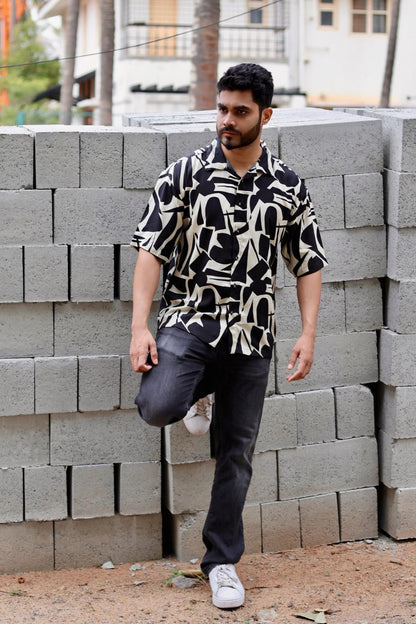 Black & Biege Printed Shirt