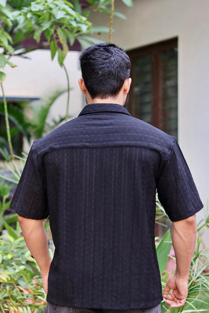 Black Textured Strip Shirt