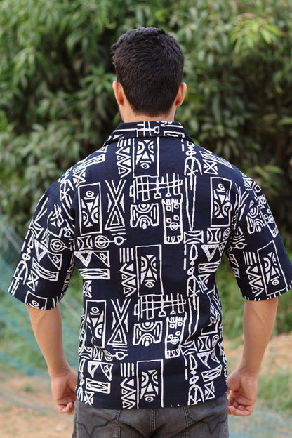 Tribal Printed Navy Blue Shirt