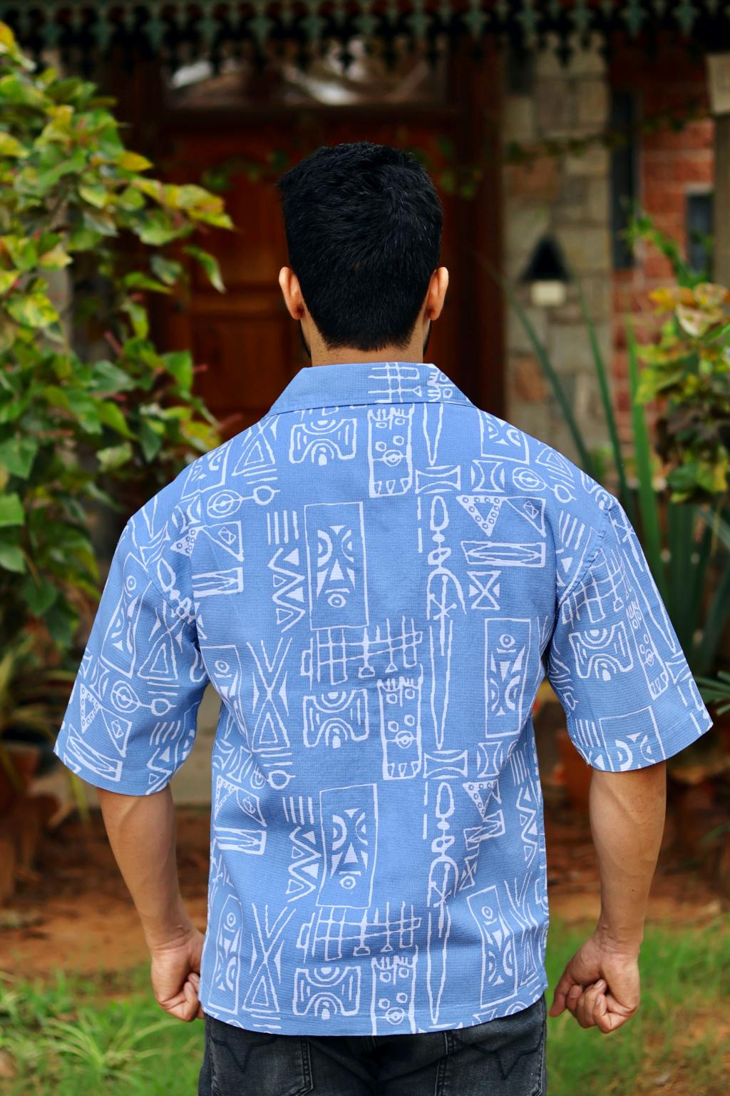 Tribal Printed Light Blue Shirt