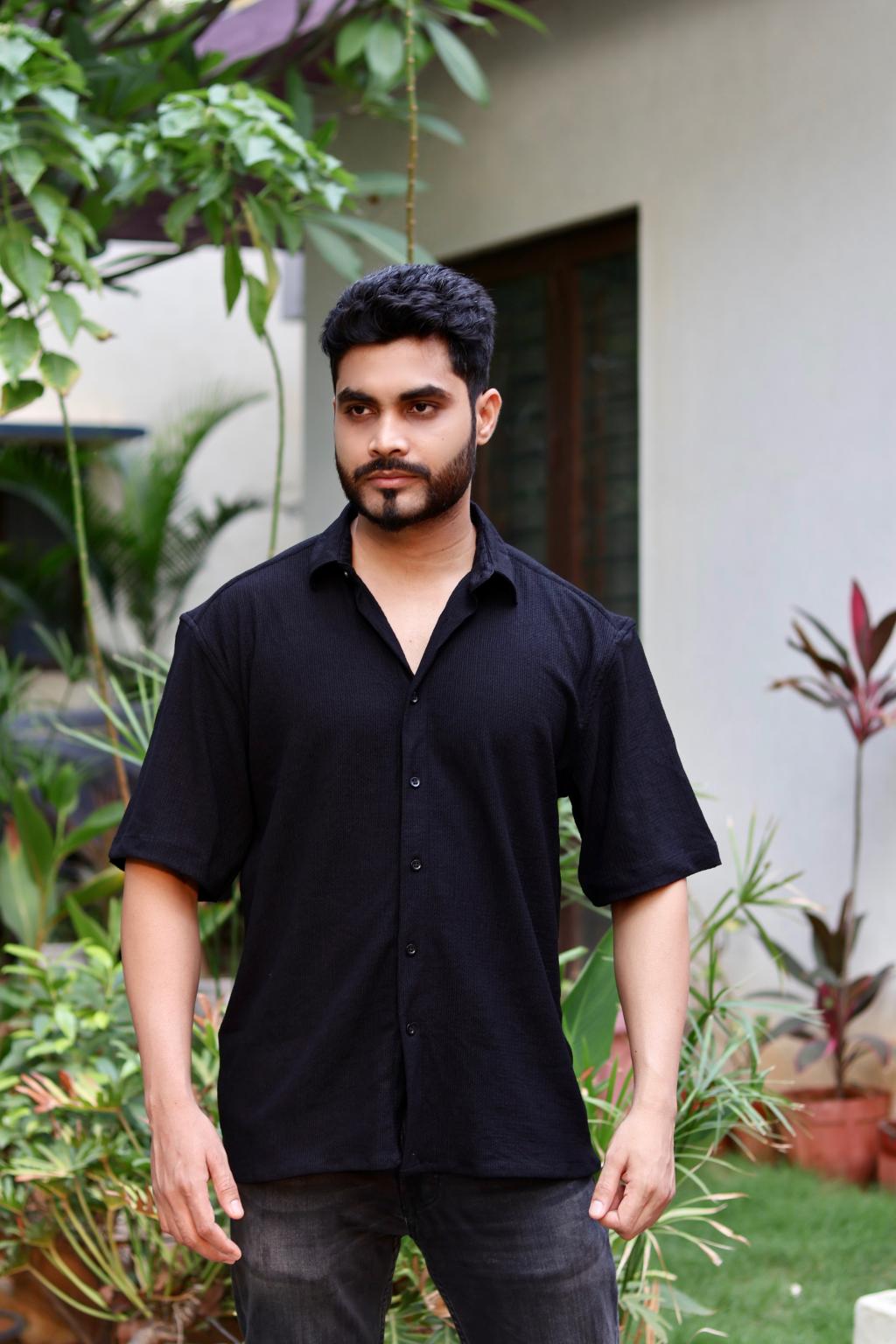 Black Oversized Short Sleeve Shirt