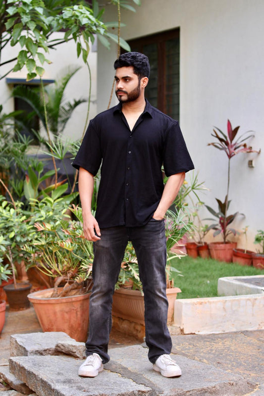 Black Oversized Short Sleeve Shirt