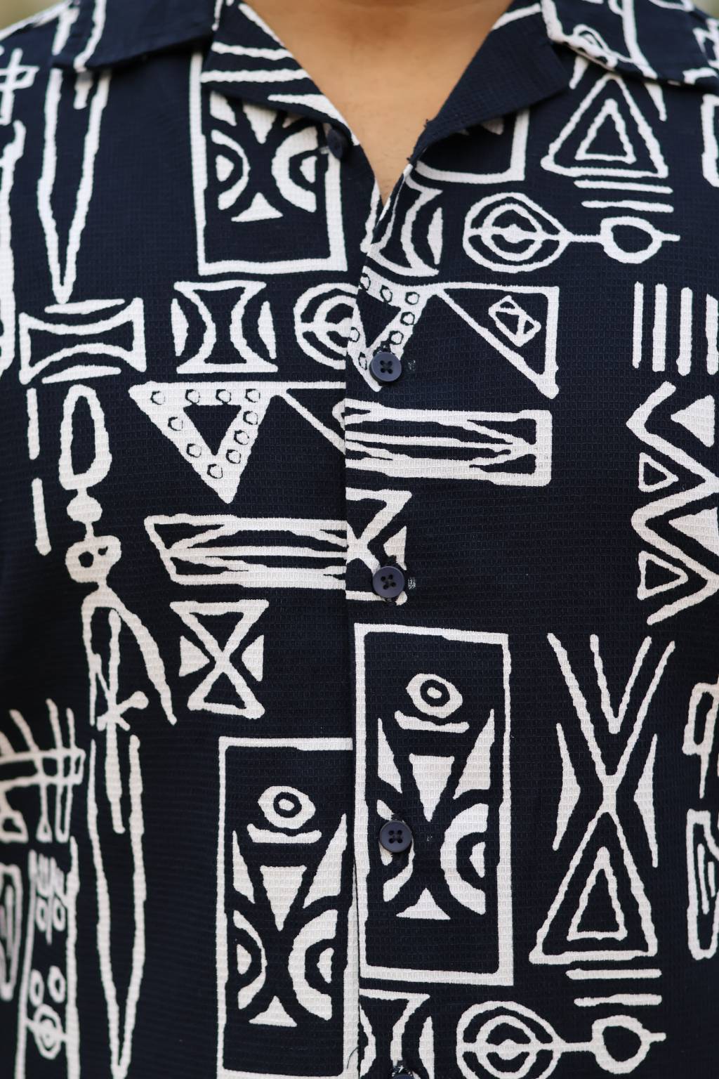 Tribal Printed Navy Blue Shirt