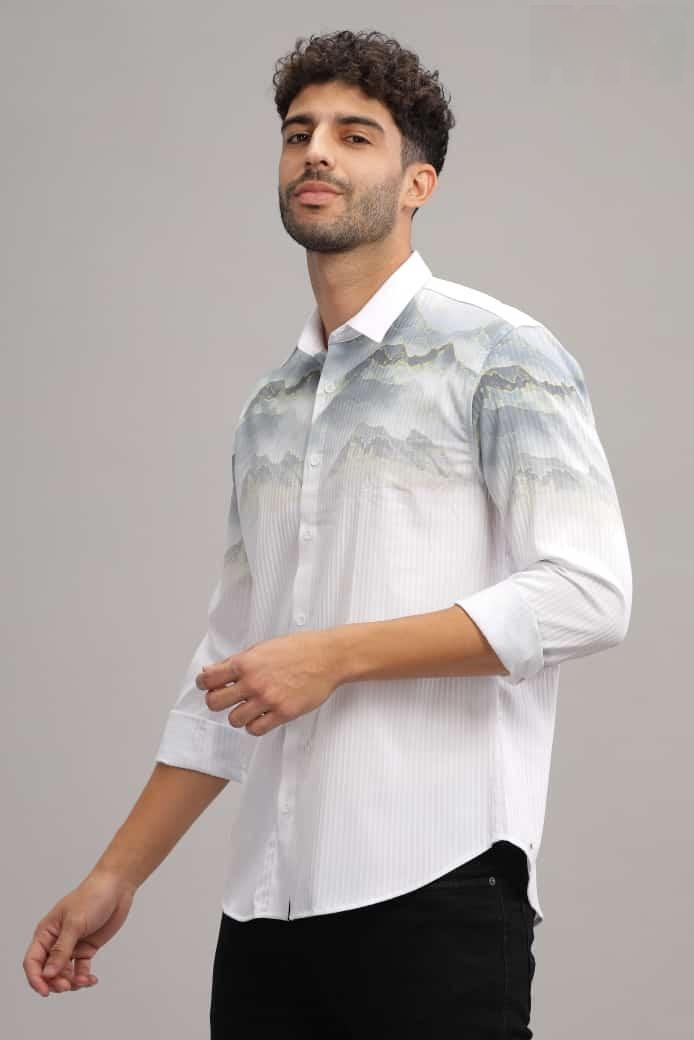 Mountain Printed White Shirt