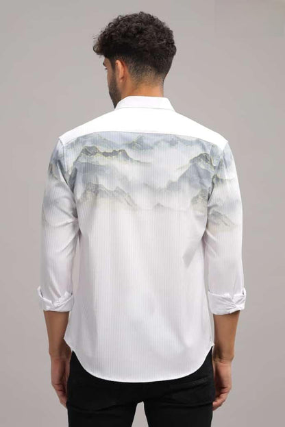 Mountain Printed White Shirt